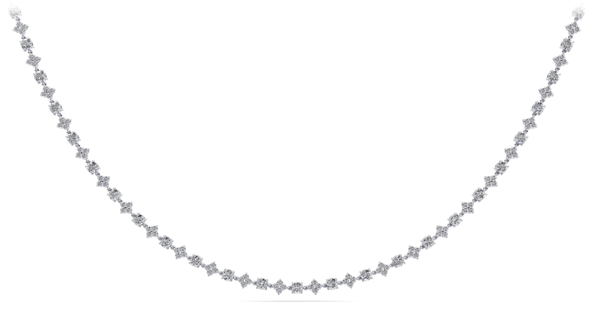 Alternating Clusters Diamond Necklace with 10.85 ct.(finished) 1.8mm, 4mm - Luxury Time NYC